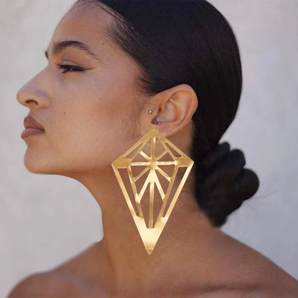 Hoop Earring For Women Gold Color Stud Big Pendant dangle Drop  Earrings