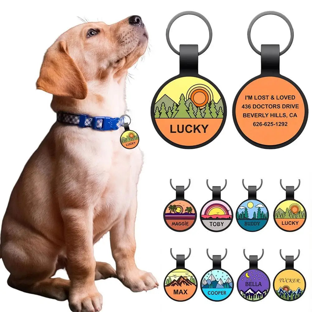 Custom Tags Engraved Silicone Pet Tags Creative Unique Soft Silicone Pet Collar Pendant Anti-lost Collar Personalized Pet Supplies