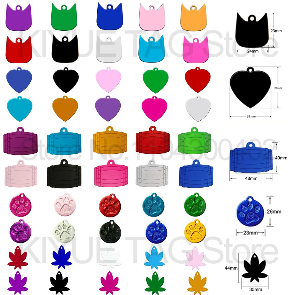 Custom Tags 100PCS Pet Supplies Custom Personalized Cat Collar Name Tag Custom Engraved Dog ID Tag Aluminum Pendant Accessories