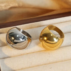 316L Stainless Steel Statement Rings For Women Men Shiny Surface Cocktail Rings Gold-Plated Smooth Waterproof Fashion Jewelry