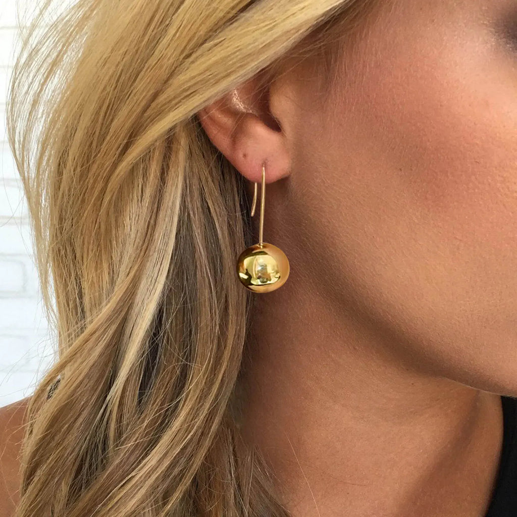 Drop Ball Earrings for Women Girls, Minimalist Polished Dangle Drop Earrings, Lightweight Hypoallergenic Jewelry