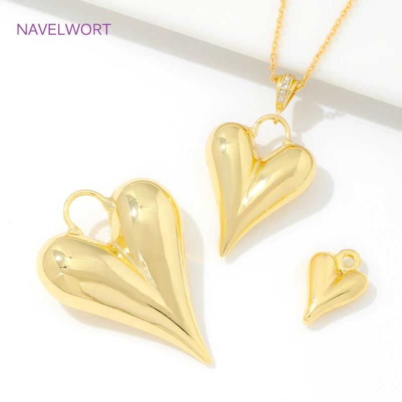 Pendants For Jewelry 18K Gold Plated Brass Heart Charms Pendants For Fashion Necklace Making Supplies DIY Jewelry Accessories