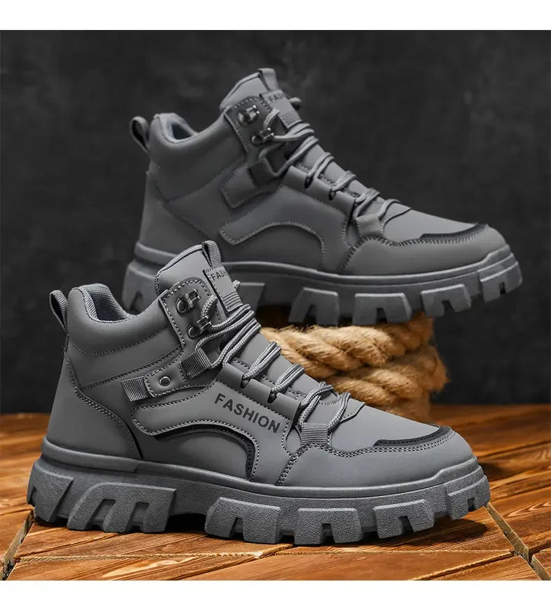 Male Footwear Rubber Men's Shoes 2025 Autumn New Casual Shoes High Top Outdoor Waterproof Anti Slip Man Ankle Boots