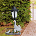 Garden Statue with Solar Lights Figurine Stylish Gift Crafts Flower Pot Resin Sculpture for Outside Yard Patio,Lawn Courtyard