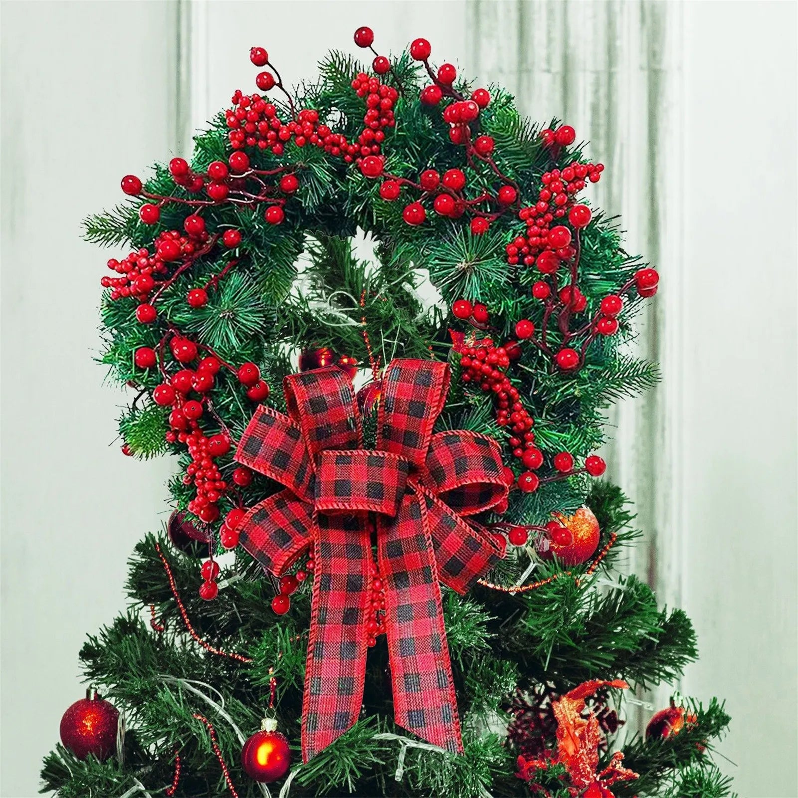 Christmas Wreaths Christmas Leaf And Berry Decoration Garland Wall Door Window Display Decoration Festive Decorative Supplies