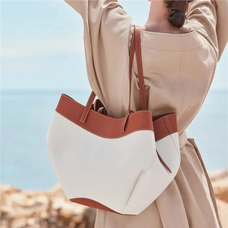 P Tote Bag Women's 2025 New High Quality Texture Leisure Versatile Commuter Large Capacity Handheld Shoulder Bag