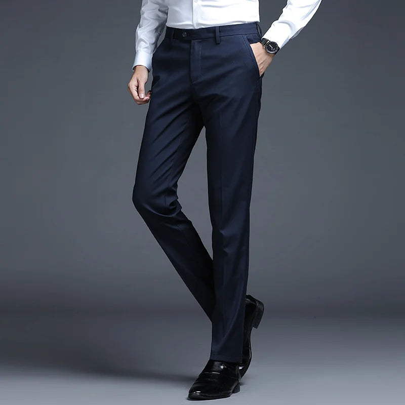 Top Grade New Brand Fashion Straight Suit Pant Office Trousers For Men Dress Pants Relax Fit Business Trousers Men's Clothing