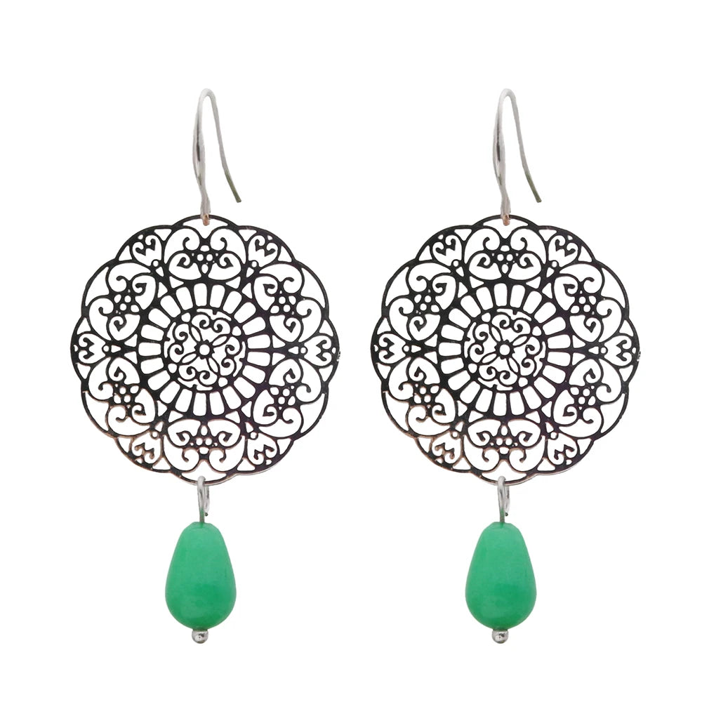 Drop Earrings Dangle Bohemian Metal Carving Hollow Pattern Crystal Water Charm 2023 New Hot Fashion Jewelry Accessories Brand Ms