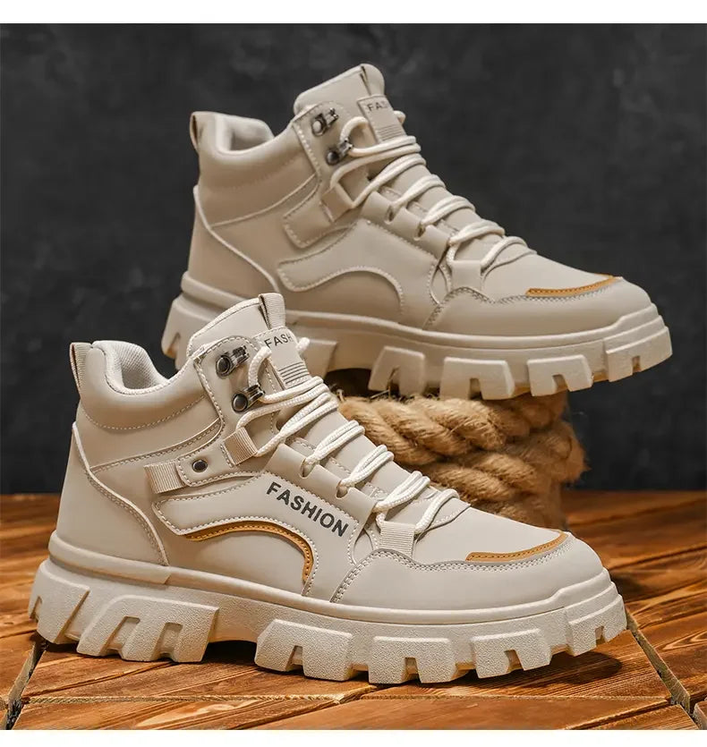 Male Footwear Rubber Men's Shoes 2025 Autumn New Casual Shoes High Top Outdoor Waterproof Anti Slip Man Ankle Boots