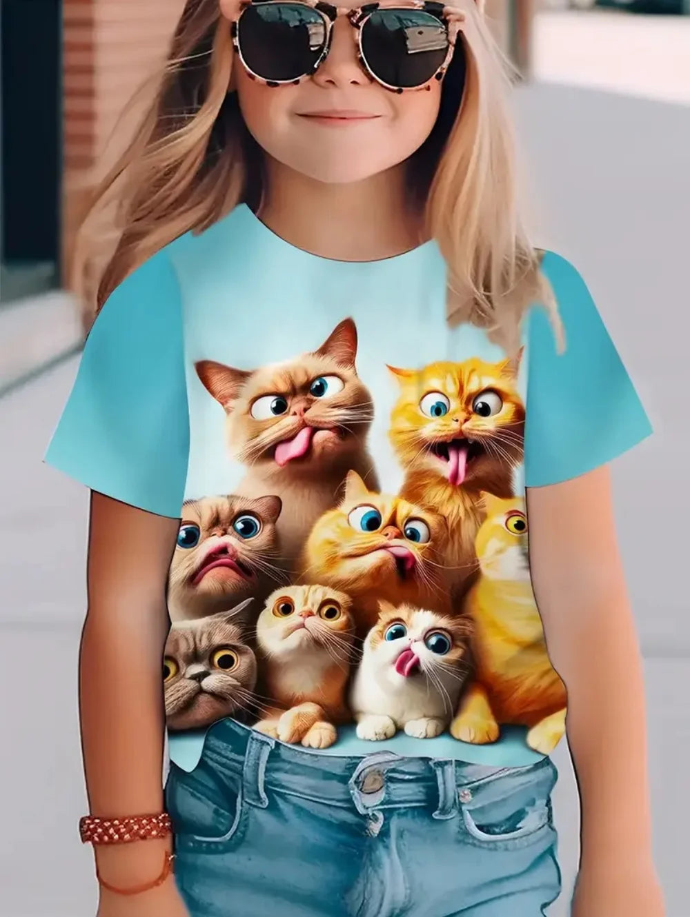 Children T-shirt Fashion Simple Styl Round Neck Short Sleeved T-Shirt Casual Vintage Outdoors Quick-Drying T-Shirt for Girl