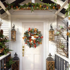 Autumn Wreath 45cm Fall Wreaths Pumpkin Berry Maple Leafs Artificial Wreath Harvest Autumn Front Door Wreath Halloween Decor