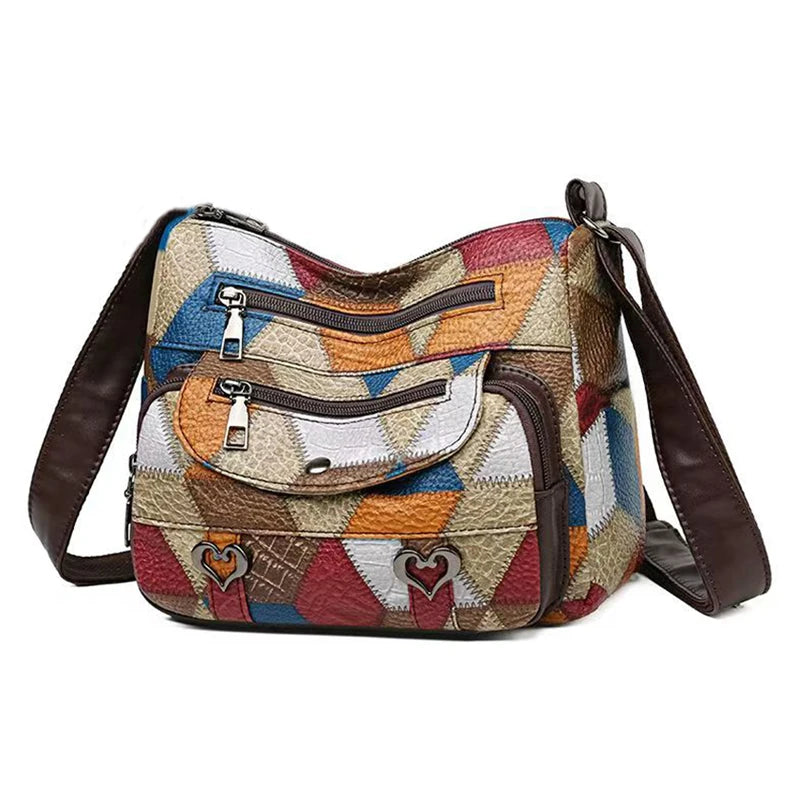 Ladies' handbag, mom's bag, can be carried across the shoulder with a geometric design, suitable for work occasions.