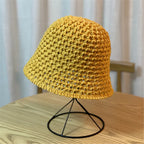 Bucket Hat Female Summer Thin Woolen Knitted Basin Foldable Literary and Artistic Leisure All-match Sun Cap