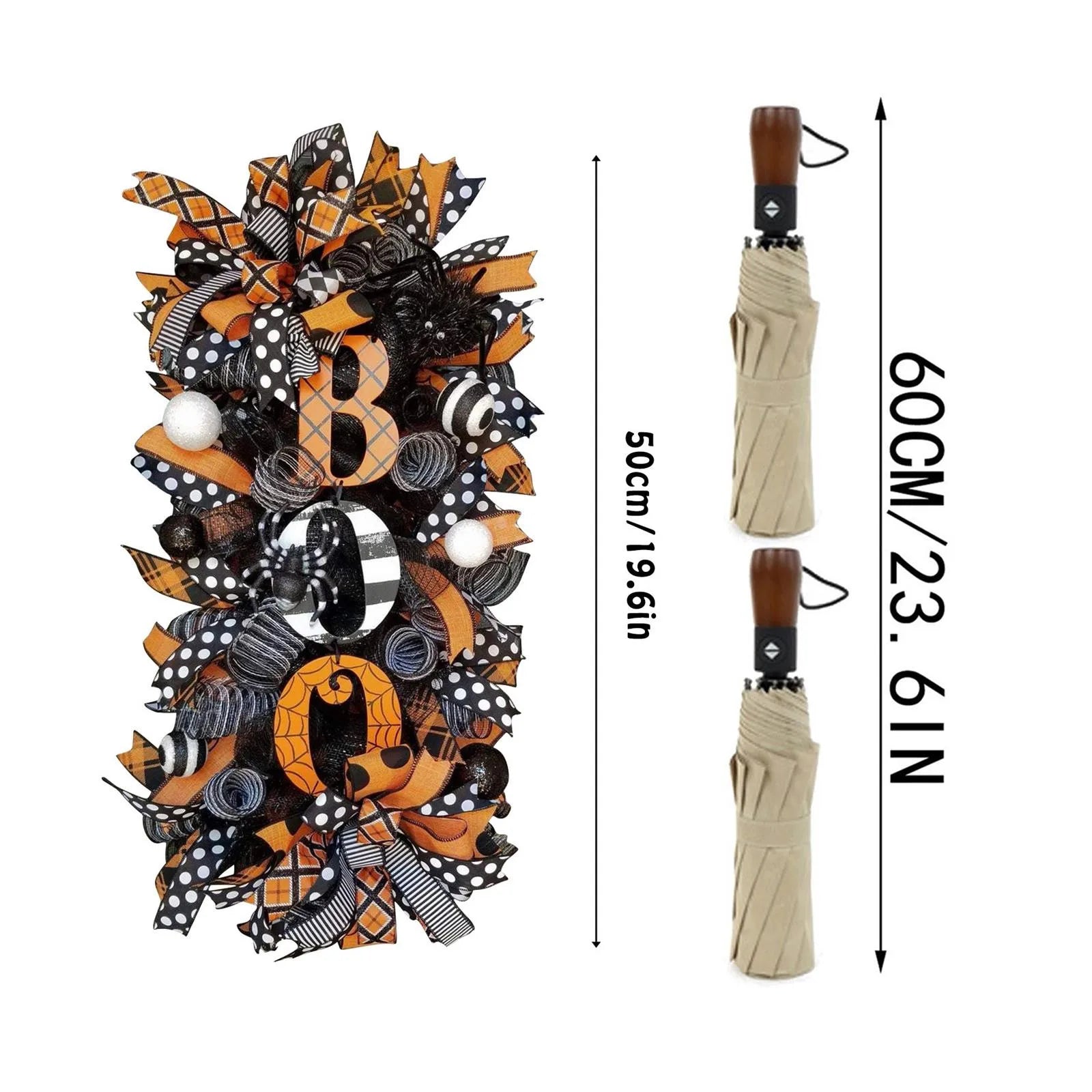 3D Halloween Swag Wreath Fall Wreath Outdoor Front Door Indoor Wall Decor Ornament, Creative Funny Halloween Door Decoration