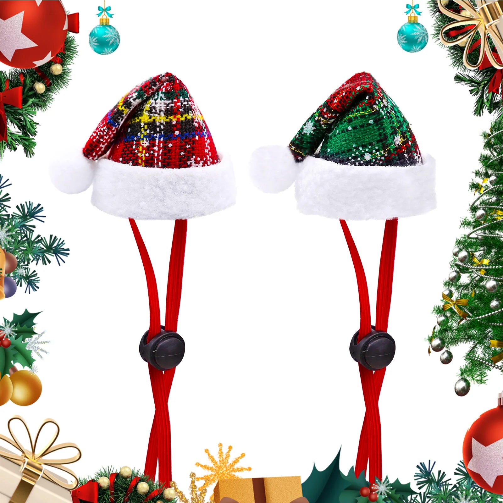 Pet Hats Christmas Party Adjustable Dog Hat Classic Plaid Pet Cap For Dogs and Cats Pet Dog Grooming Accessories