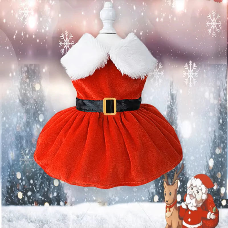 Pet Dog Dresses Pet Dresses for Small Dogs Cat Christmas Party Red Princess Skirt Puppy Xmas Dress Chihuahua Yorkies Pug Poodle Costume