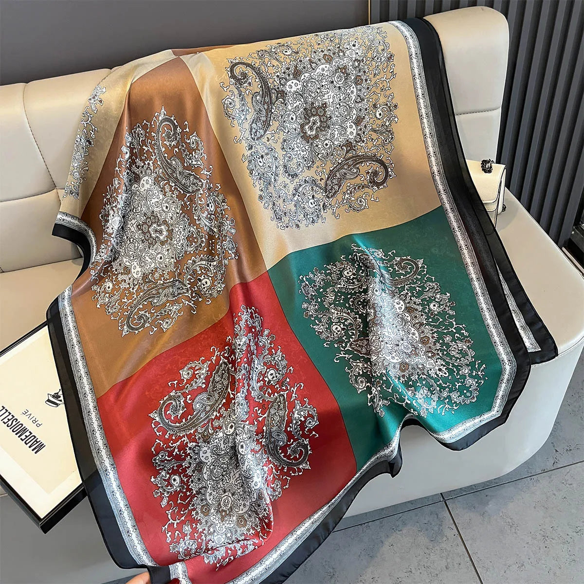 New Women Scarves Spring Summer Autumn Luxury Print Thin Light Satin Scarf Fashion Wrap Shawls 55 Colors Elegant Bandana Poncho