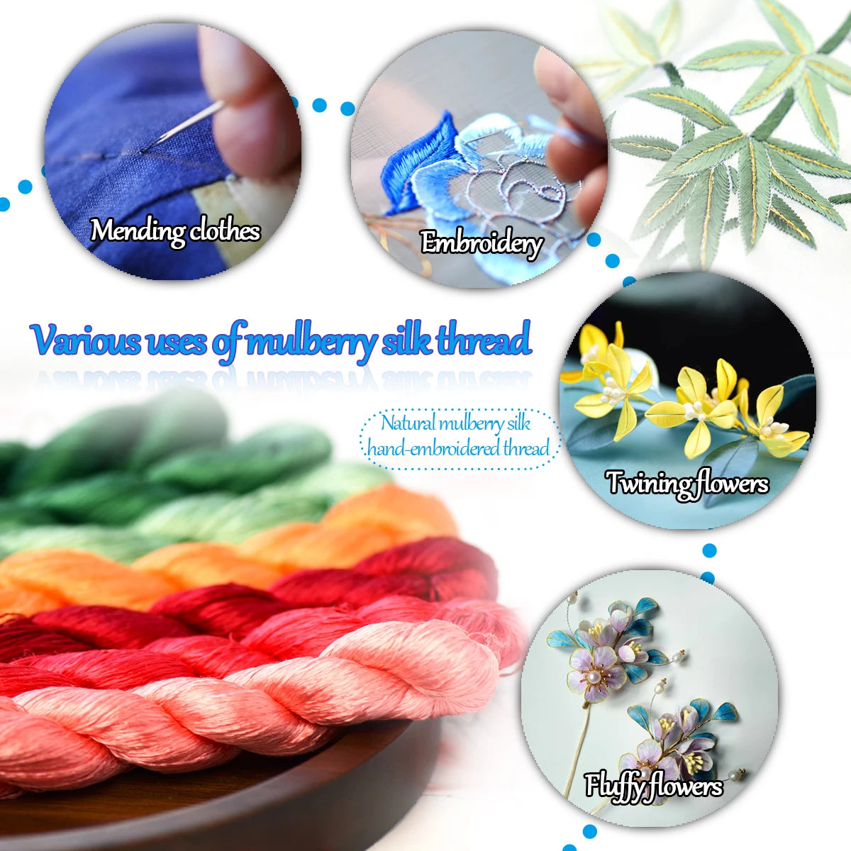 Silk thread intangible materials diy manual flower embroidery embroidery thread color combinations commonly used color pens