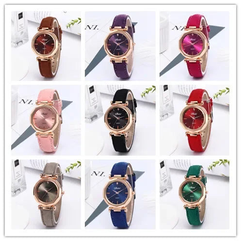 Casual Fashion Ladies Business Watch Women's Watches Women Leather Casual Watch Luxury Analog Quartz Crystal Wristwatch Relogio