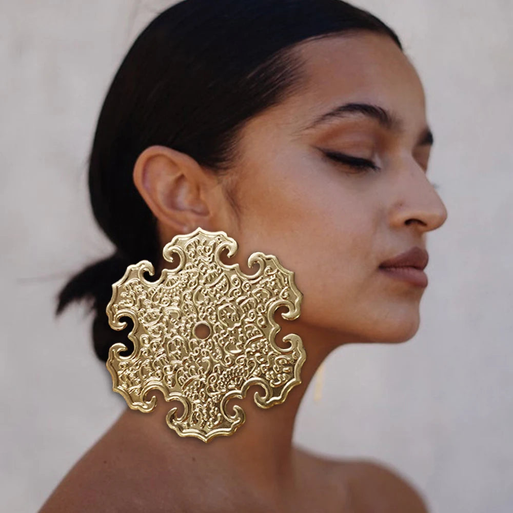 Hoop Earring For Women Gold Color Stud Big Pendant dangle Drop  Earrings