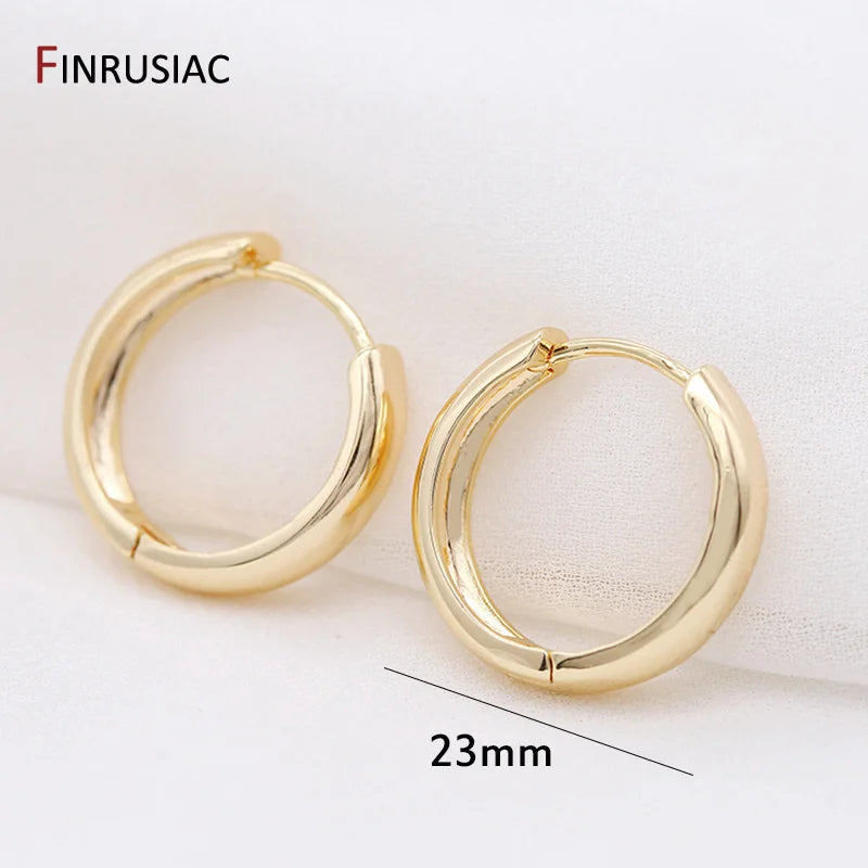 New Trendy Real Gold Plated Round Hoop Earrings For Women Girls Ladies Big Hoops Gold Circle Ring Earrings Party Gift