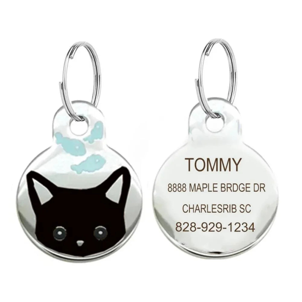 Custom Tags Custom Dog Cat ID Tag Personalized Cute Pet Name Tag for Cat Dog Collar Address Tags for Dog With Engraving customized Anti-Lost