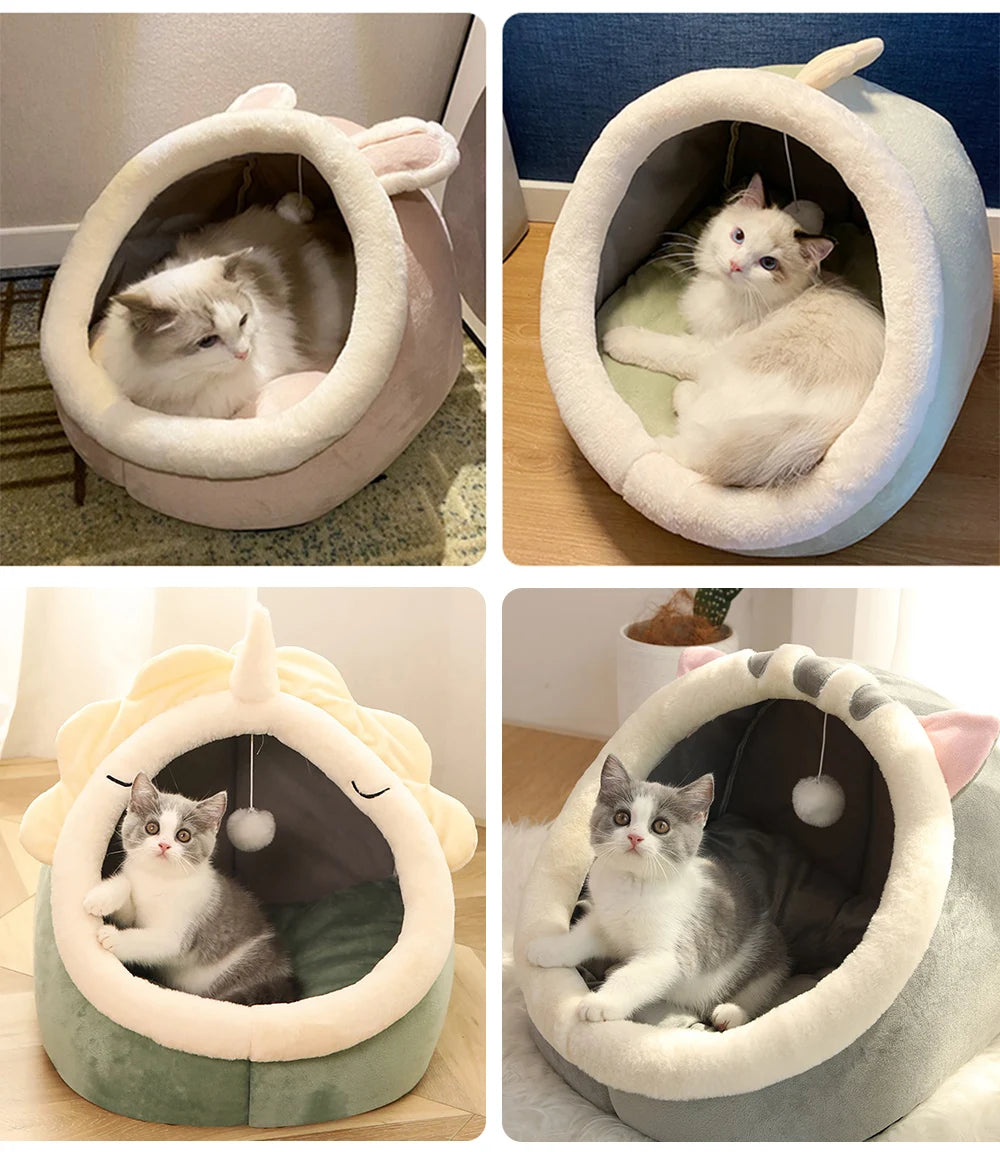 Pet Bed Deep Sleep Cat Bed Cartoon Pet Bed Foldable Removable Washable Pet Sleeping Bed for Small Dog Mat Bag Cave Cats Bed