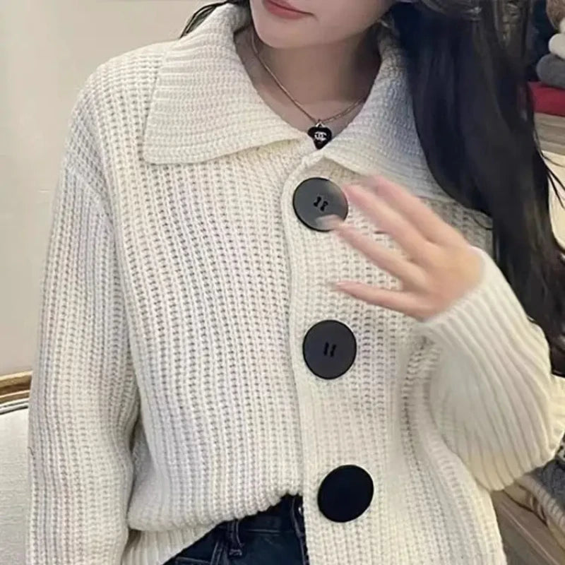 Women's Cardigans Spring Autumn Outerwear Solid Ladies Knit Sweaters Coat Y2k 2024 Trend Crochet Top Korean Fashion Casual Hot