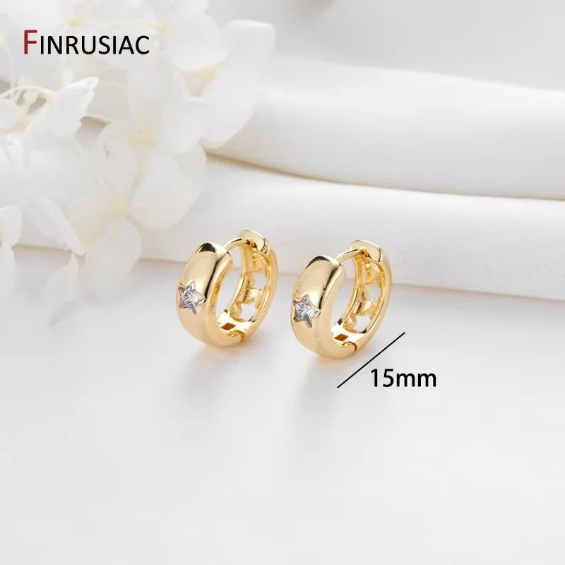New Trendy Real Gold Plated Round Hoop Earrings For Women Girls Ladies Big Hoops Gold Circle Ring Earrings Party Gift