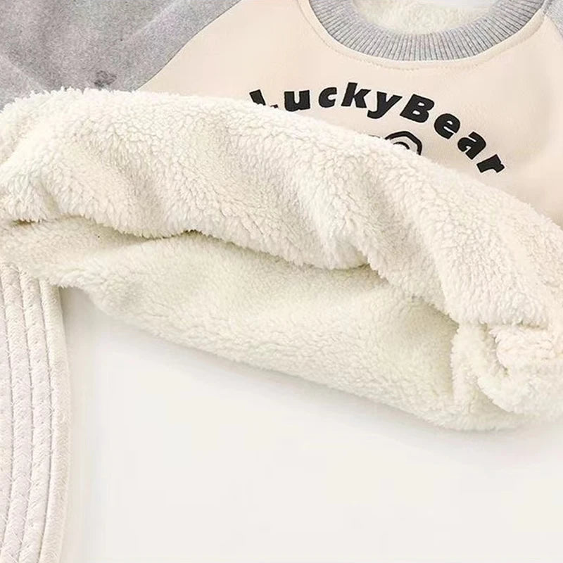 Childrens Hoodie with Fleece for Autumn and Winter, BoysThick Warm Jacket for Girls, Baby Clothes Kids Clothing