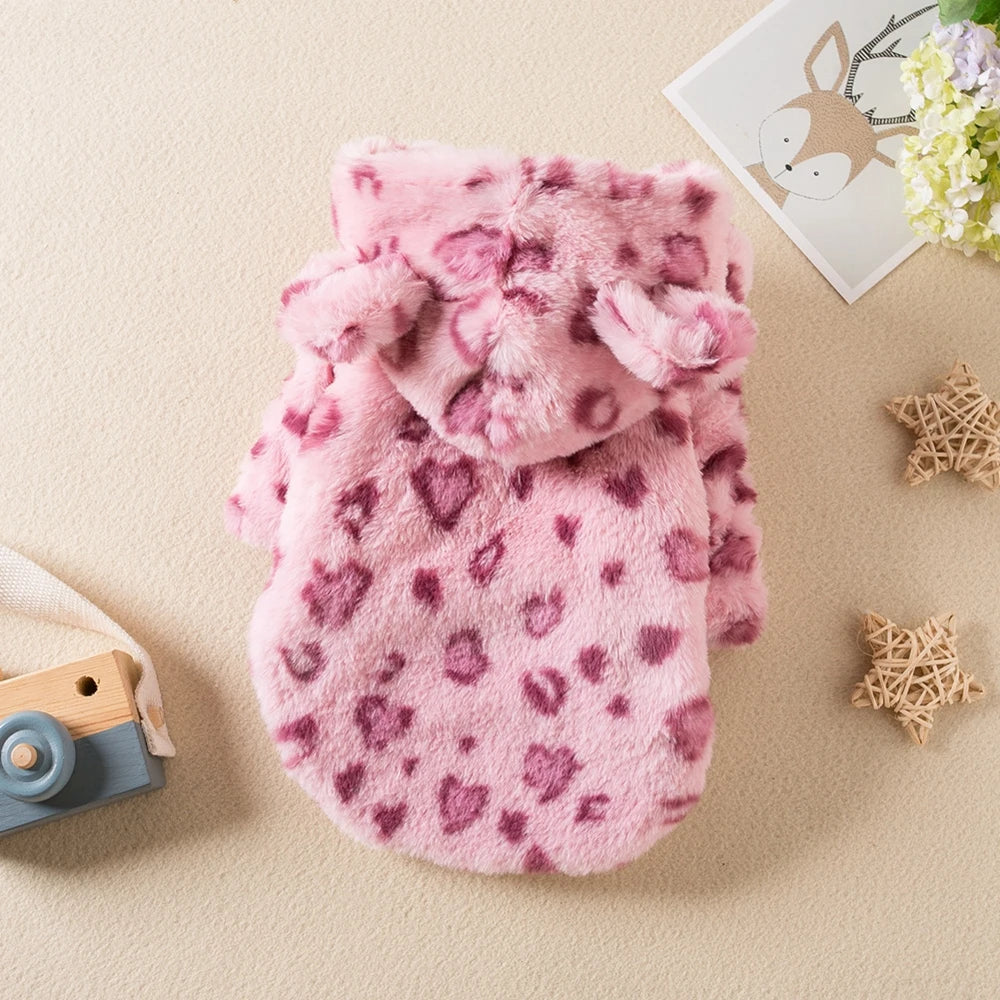 Pet Dog Fleece Hoodies Winter Warm Hooded Coat Puppy Dog Jacket Clothes for Small Medium Dog Chihuahua Clothing For Cold Weather