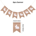 Easter Cute Rabbit Jute Banner Garland Burlap Linen Flag 2025 Happy Easter Party Home Wall Hanging Decoration Supplies Kids Gift