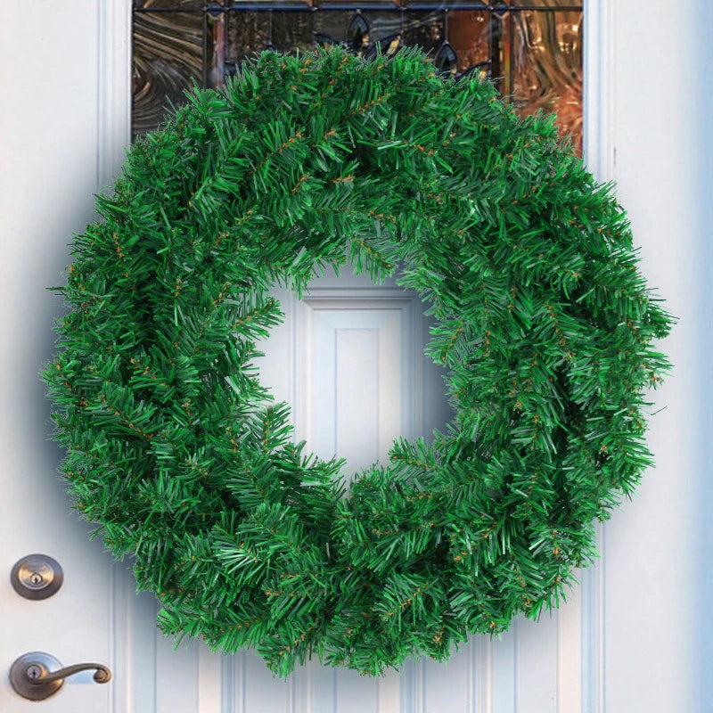 30/40cm Artificial Green Wreath PVC Wall Wreaths Seasonal Home The Wreath Christmas Ribbon Wreath Front Door Fall Wreaths