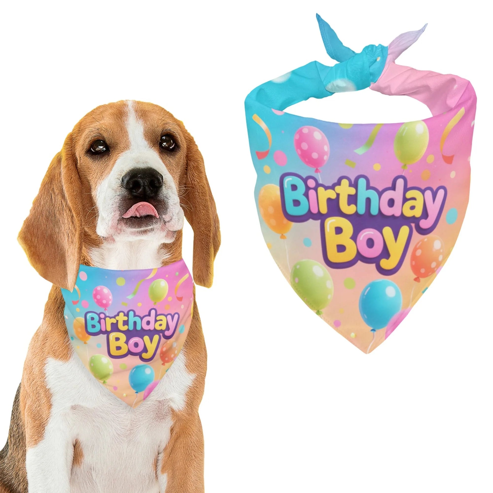 Dog Bandanas，Triangular Adjustable Cute Birthday Boy Pattern Printed Polyester，Pet Scarf ，Puppy Accessories Drool Bib