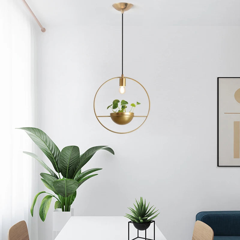 Modern Plant pendent  lamp Nordic Designer Copper pendant lights home decor  living room dining room coffee shop light