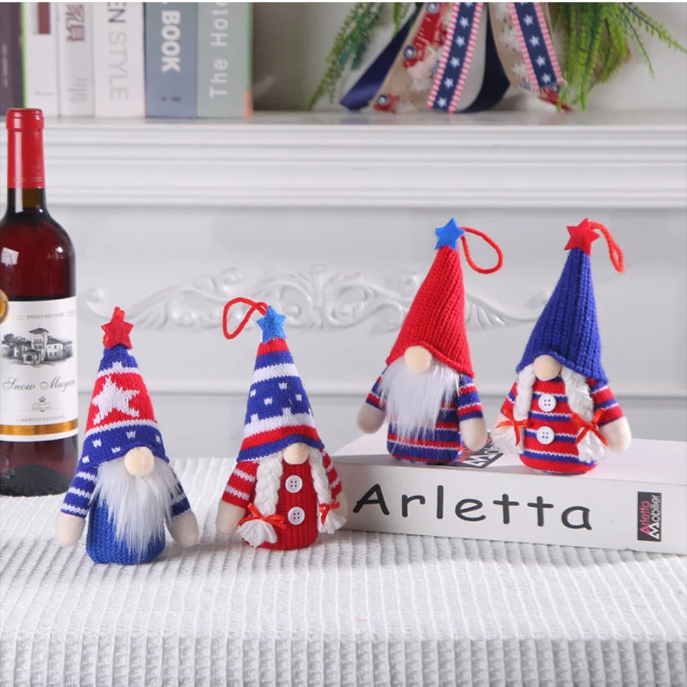 4th Of July Gnomes Set Independence Day Hanging Gnome Pendant Decorative Charm Ornaments For Holiday Window Wall Decoration