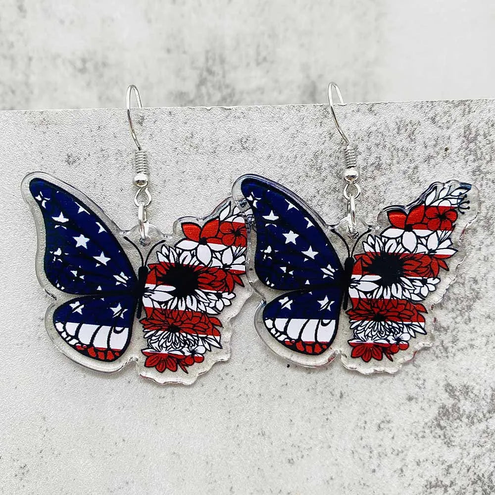 Patriotic Earrings 4th of July Earrings American Flag Sunflowe Acrylic Earrings for Women Independence Day Party Jewelry Gifts