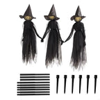 367A Halloween Decorations Outdoor Large Light Up Holding Hands Screaming Witches Scary Decor for Home Outside Yard Lawn