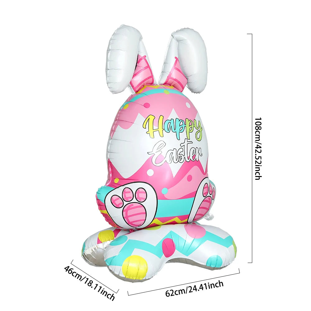 Easter Bunny Carrot Egg Foil Balloon Broken-shell Chicken Long eared Rabbit 4D Standing Balloon Happy Easter Party Deco Kid Gift