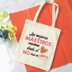 Spanish Printed Women Shopping Totes Bags White Teacher Life Bags Eco Reusable Fashion Canvas Shoulder Book Bag Gift for Teacher