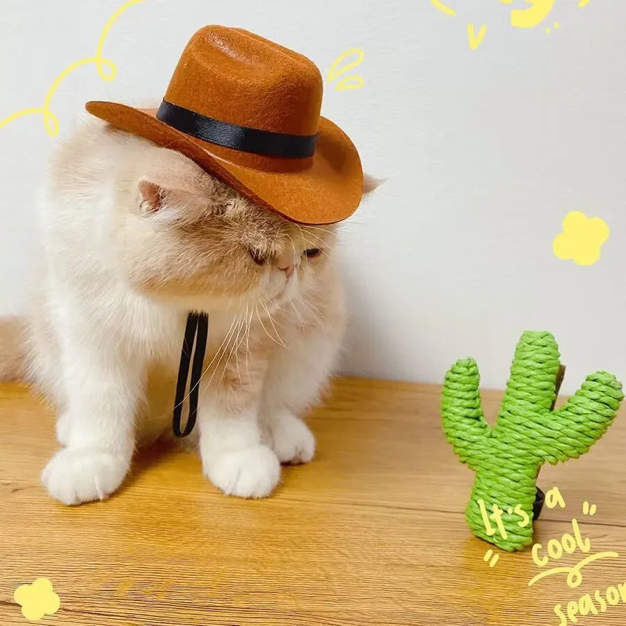 Pet Hats Dog Cat Western Cowboy Hat Halloween Pet Outdoor Caps  Funny Retro Photo Prop Dog Accessories Doll Decor Pet Products