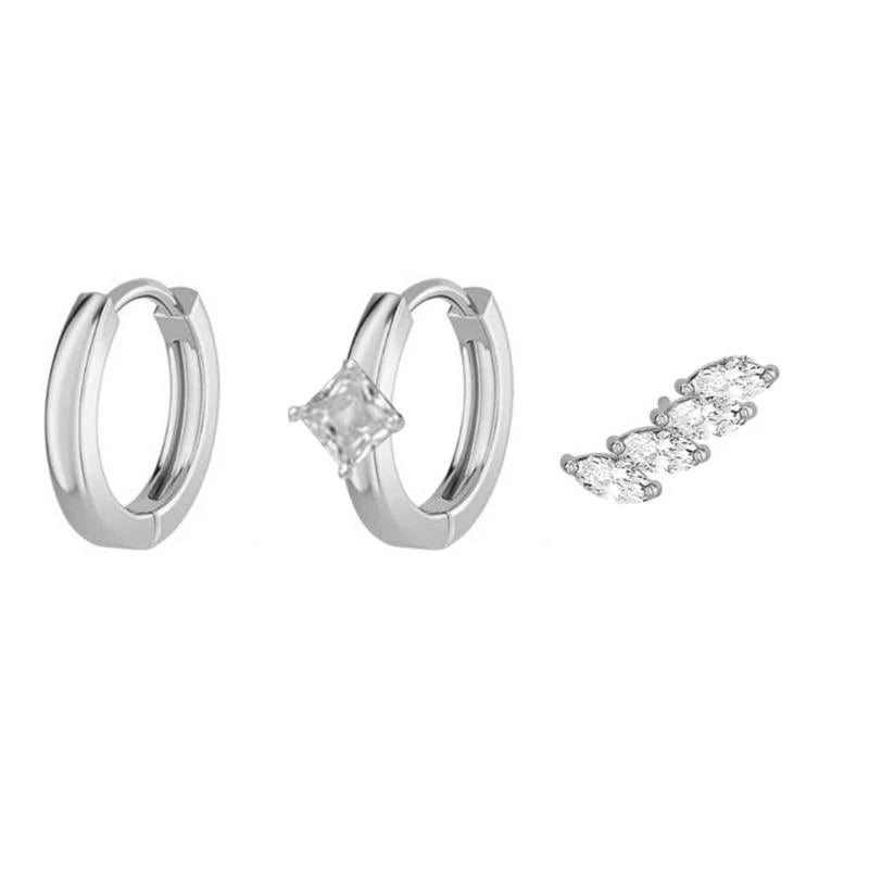 Studs Hoop Earrings Zirconia Piercings Earrings Fashion Jewelry for Women Girls