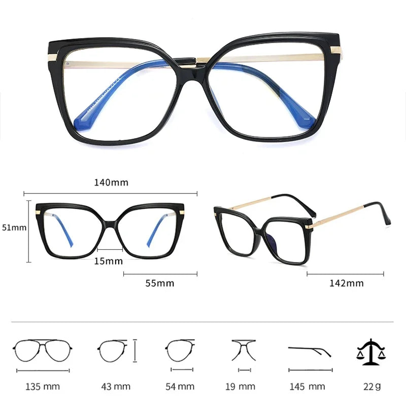 Vintage Glasses Frames For Women Latest Trends Fashion Square Transparent Optical Lenses Anti Blue Light Clear Eyeglass Luxury