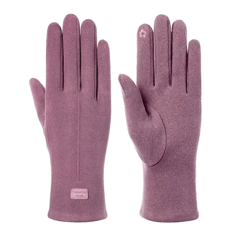 Fashion  Glove Women Vintage Winter Touch Screen Full Finger Warm Windproof Cycling Driving Female Lady Gloves Mittens