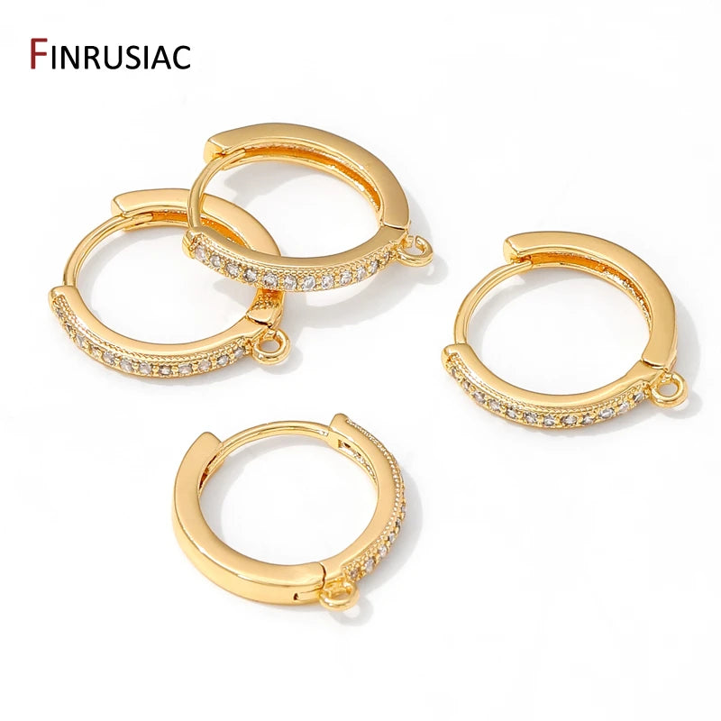 14K Gold Plated Earring Hooks Round Hoop Earrings For Jewelry Making Supplies,Fasteners For Earrings,DIY Earring Accessories