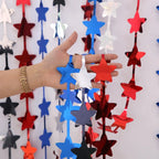 4th of July Decorations Red White Blue Star Tinsel Foil Fringe Curtains Independence Day Photo Booth Backdrop Patriotic Party