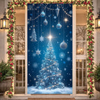 Christmas Banner Red Ornaments Holiday Decoration Snowflake Pattern Winter Festivities for Home Decoration Holiday Celebration I