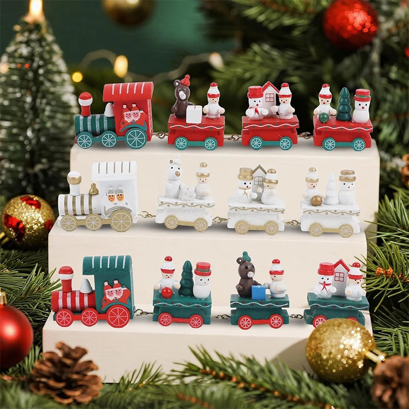 Merry Christmas Home Decor: Christmas Train, Mini Christmas Tree & Reindeer - Xmas/Navidad/Happy New Year Gift Option
