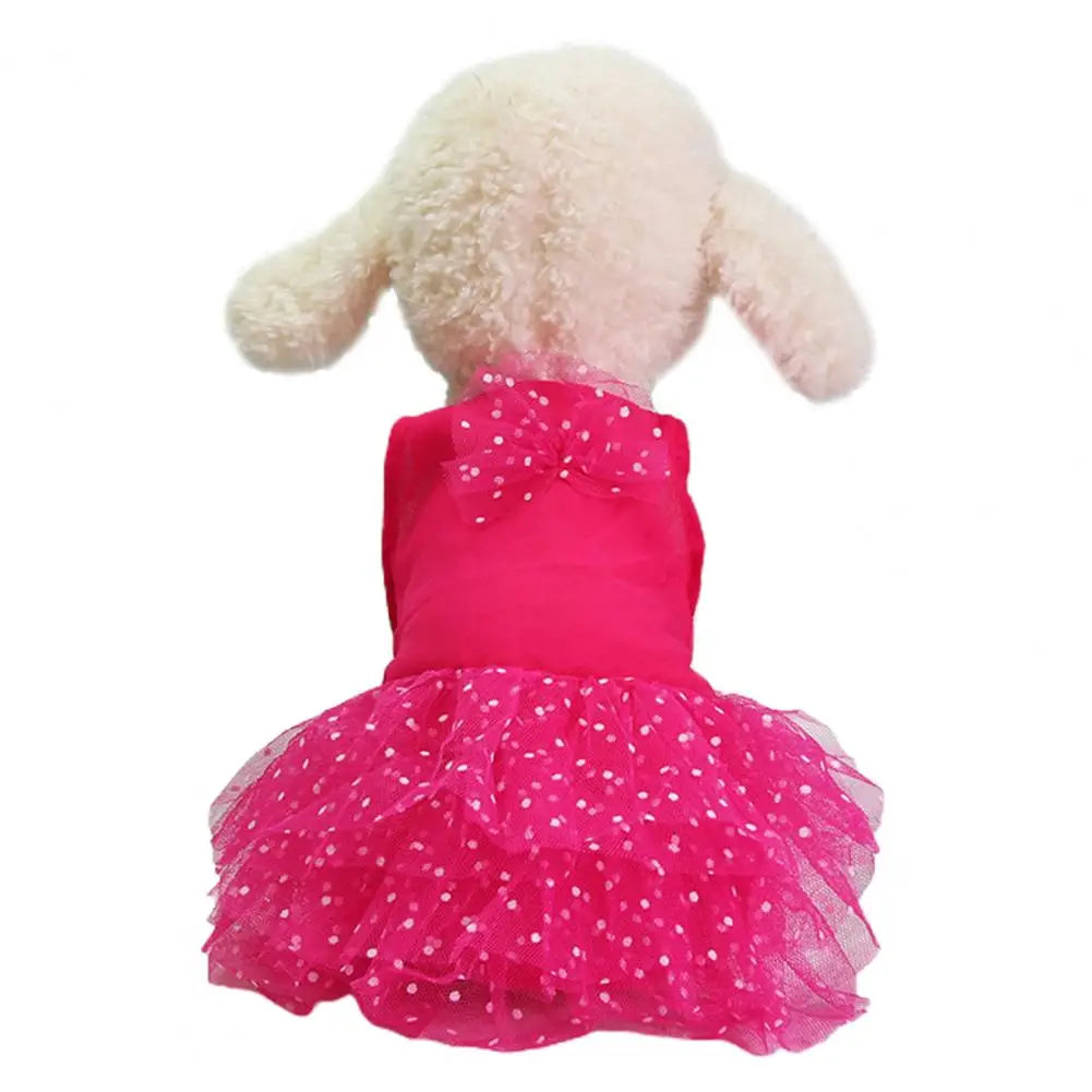 Dog Dresses Pet Dresses Bow-knot Design Lace Multiple Layer Puppy Skirt Buttons Sleeveless Eye-catching Dogs Princess Dress Pet Clothes