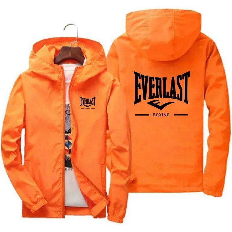 A new high-quality men's casual jacket for mountaineering from a men's brand in 2025, featuring a hooded windbreaker